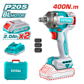 PISTOLA IMPACTO INALAMBRICA 1/2 20V 400 NM INCLUYE 2 BATERIAS 1 CARGADOR Y 3 COPAS 17,19,21 MM INDUSTRIAL TOTAL (UTIWLI2040)